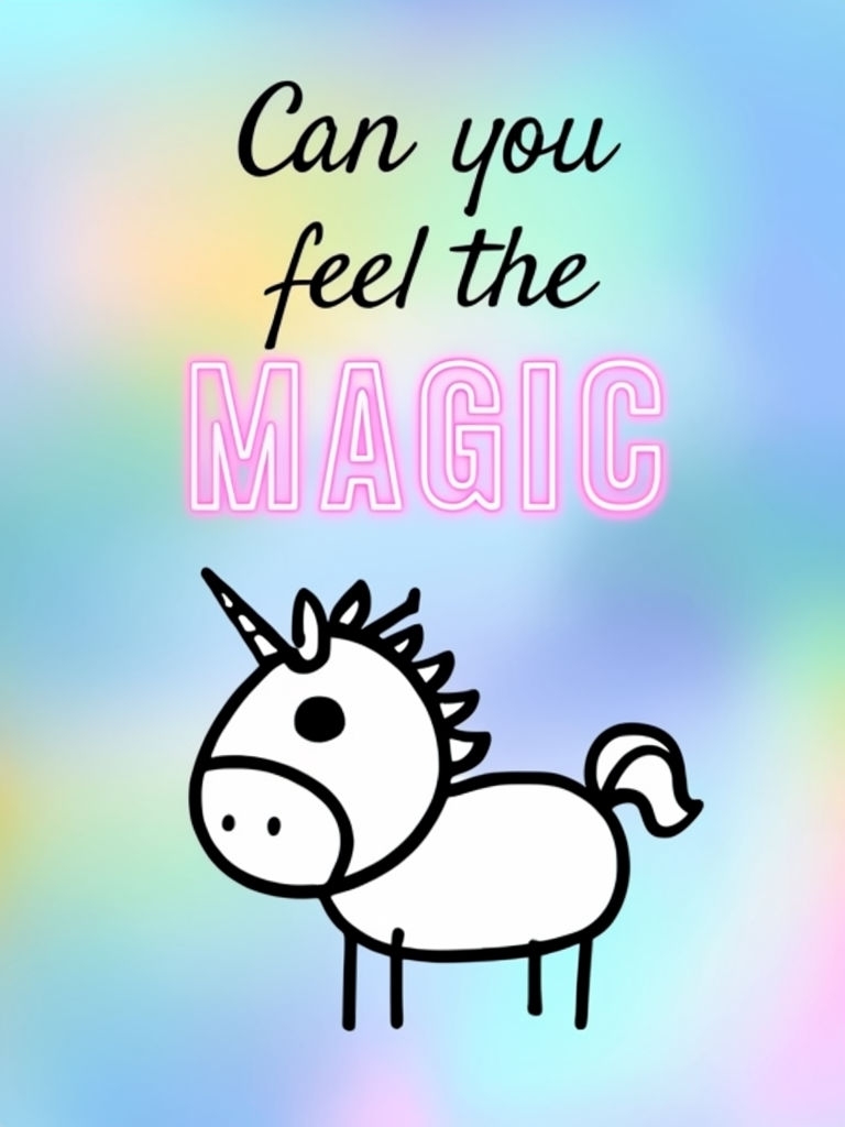 Whimsical Unicorn Magic Illustration Card Design for Kids Event Card