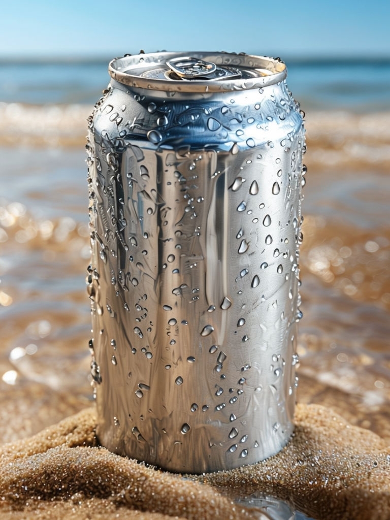 Refreshing Aluminum Soda Can Beach Scene Mockup