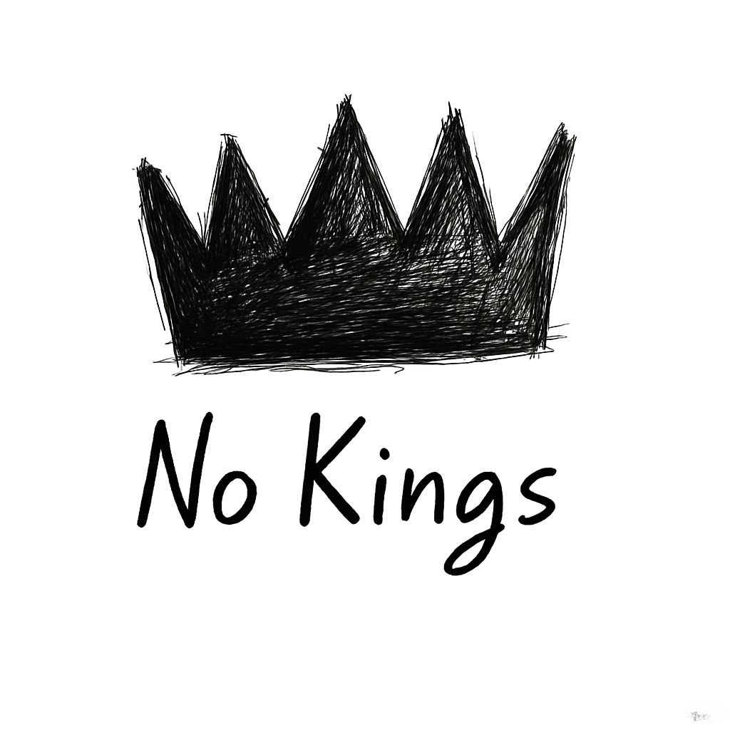 No Kings Bold Crown Minimalist Black Artwork T-Shirt