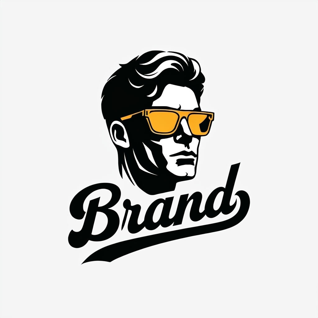 Stylish Minimalist Black Silhouette Logo with Amber Sunglasses