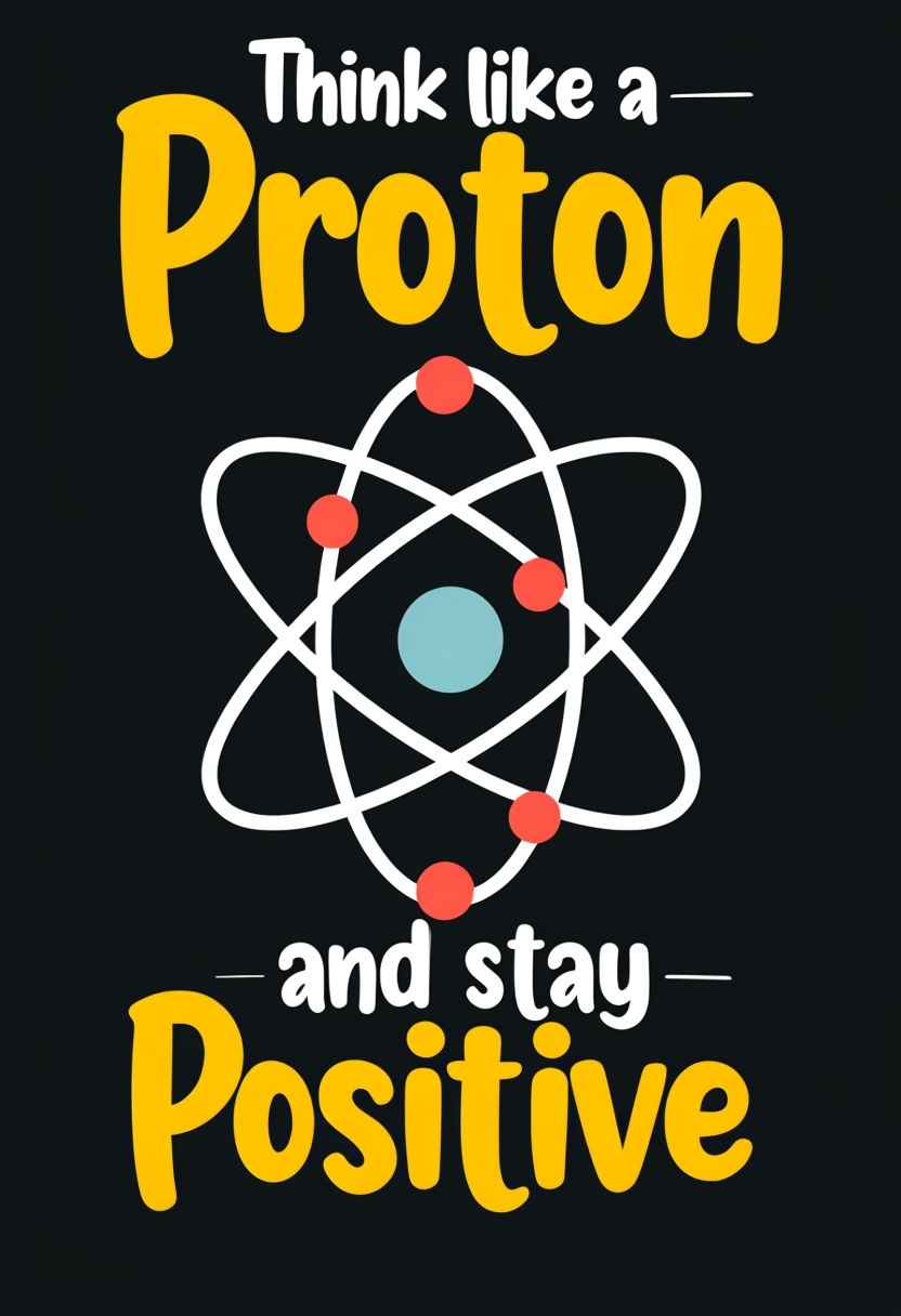 Think Like a Proton Motivational Atomic Design Poster