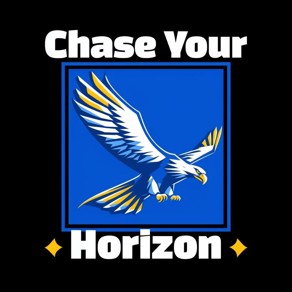 Stylized Eagle in Flight Chase Your Horizon Graphic T-Shirt