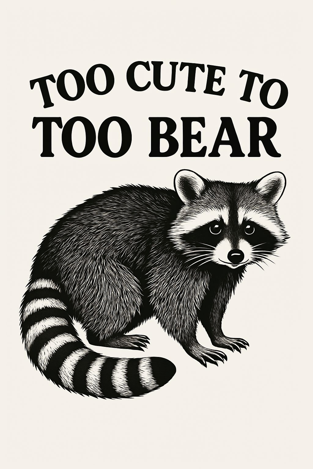 Too Cute to Too Bear Raccoon Illustration T-Shirt