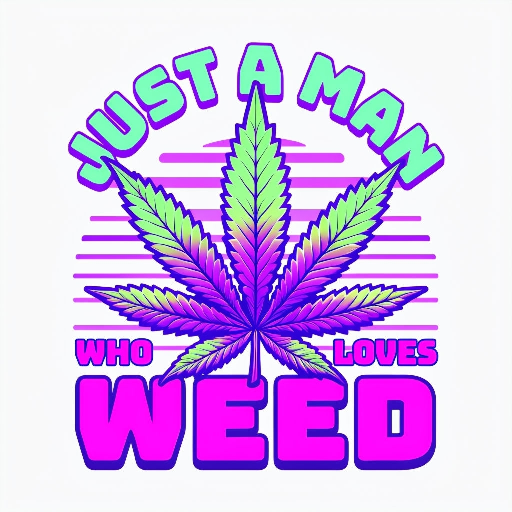 Vibrant Cannabis Leaf with 'Just a Man Who Loves Weed' T-shirt
