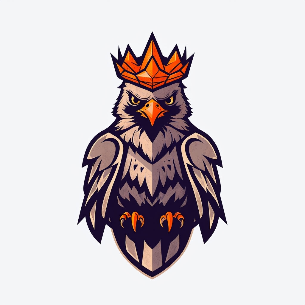 Majestic Falcon Logo Illustration with Fiery Gem Crown Sticker