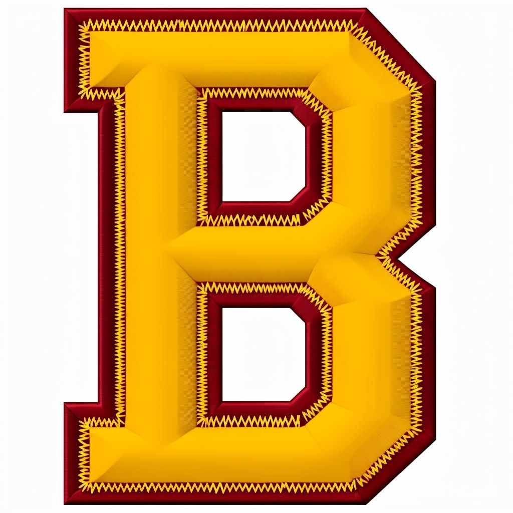 Stylized Gold Letter B Embroidery Design for Hats