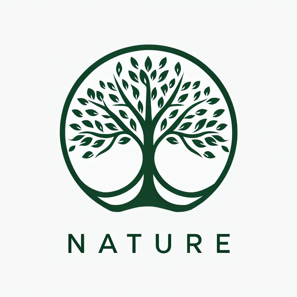 Minimalist Nature Logo with Tree Motif and Bold Typography Logo