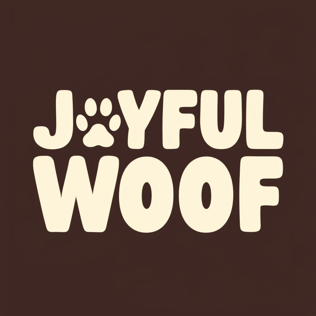 Joyful Woof Minimalist Logo with Playful Paw Print Design