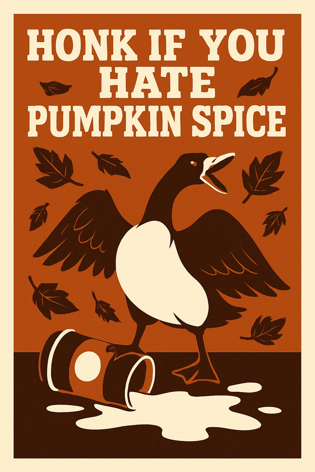 Vintage Black Duck with Humorous Pumpkin Spice Text Poster