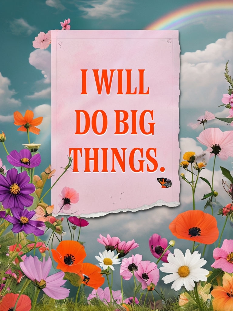 Vibrant Floral Motivational Art with Uplifting Quote Poster