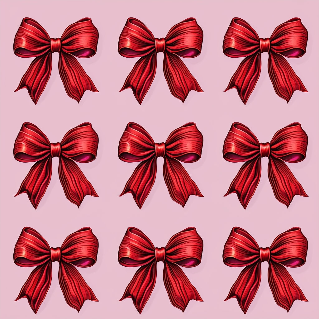 Playful Red Bow Pattern on Light Pink Background Seamless Pattern