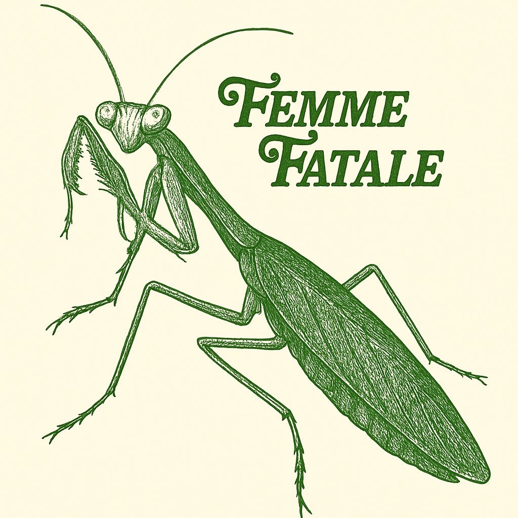 Femme Fatale Female Mantis Vintage Illustration T-Shirt