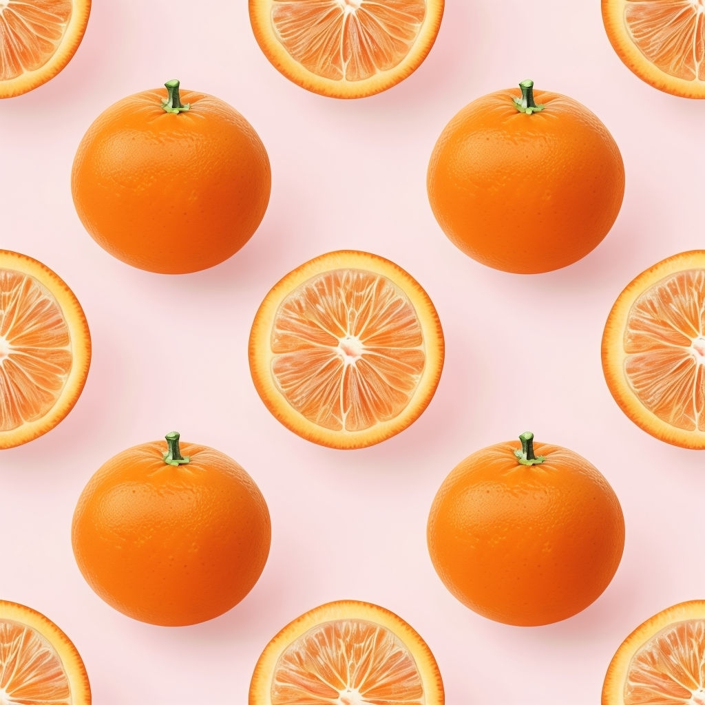 Vibrant Oranges Seamless Pattern on Pastel Pink Background