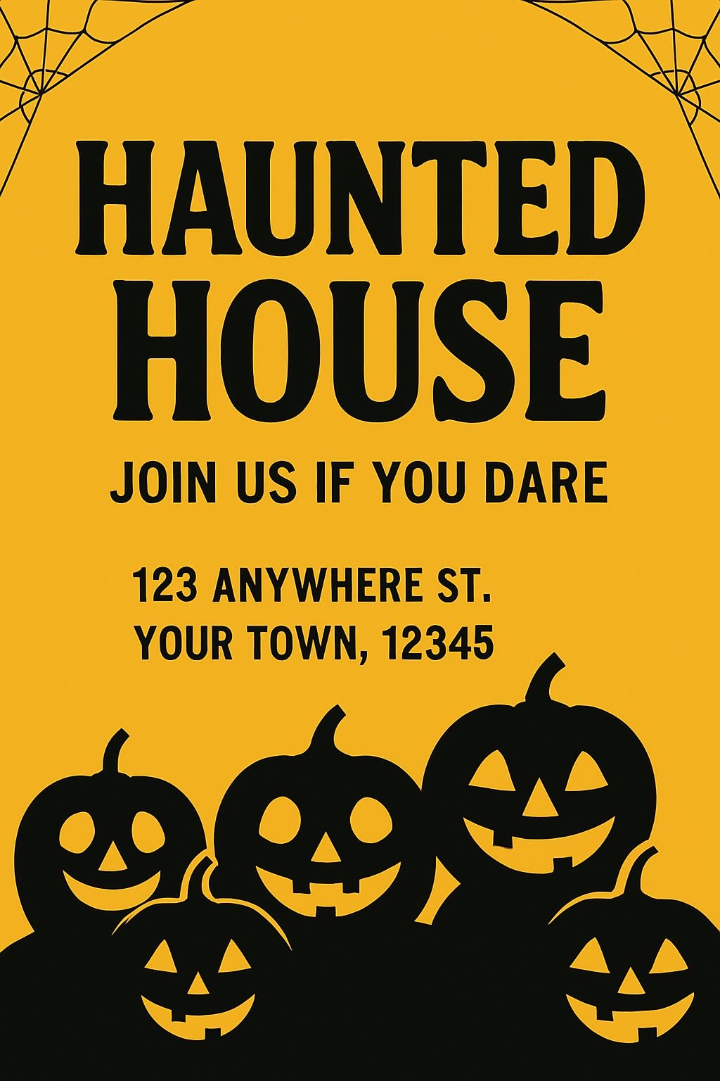 Vibrant Haunted House Halloween Event Poster Design Cards & Invites
