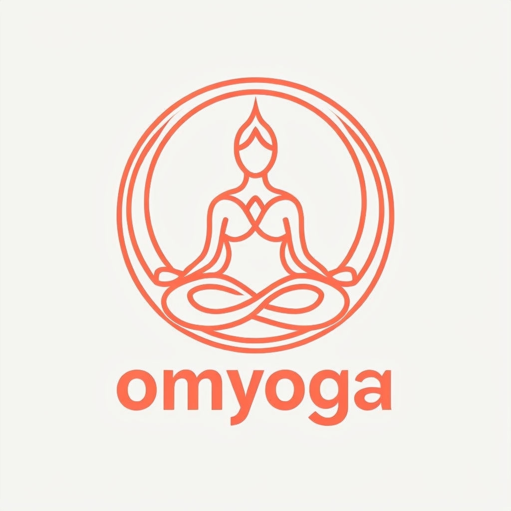 Minimalist Coral OmYoga Meditating Figure Logo