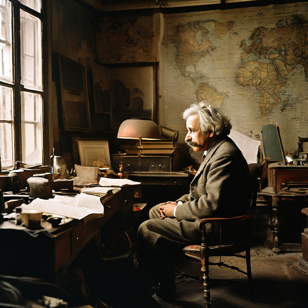 Albert einstein thinking in his room before ww2 by Nazeeb - Playground