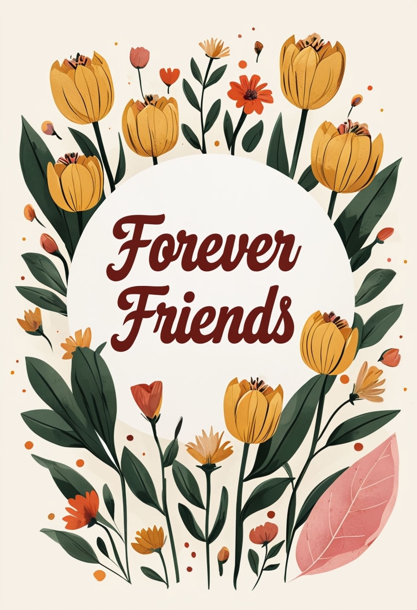 Forever Friends Floral Botanical Illustration Art