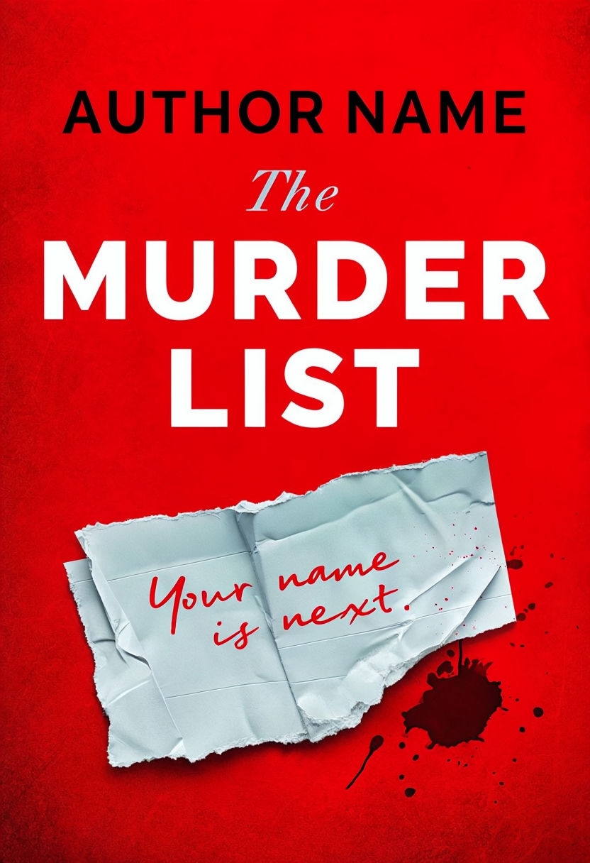 Striking Red and White Murder List Book Cover Design EBook Cover