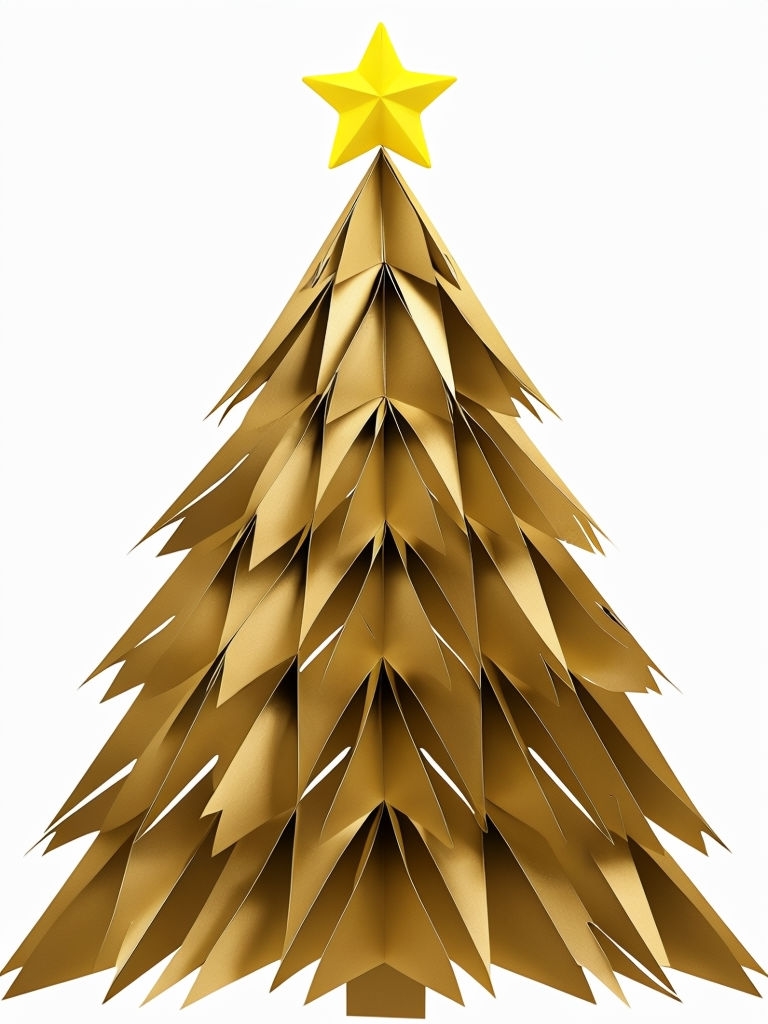 Elegant Gold Minimalist Christmas Tree Art for Holiday Decor