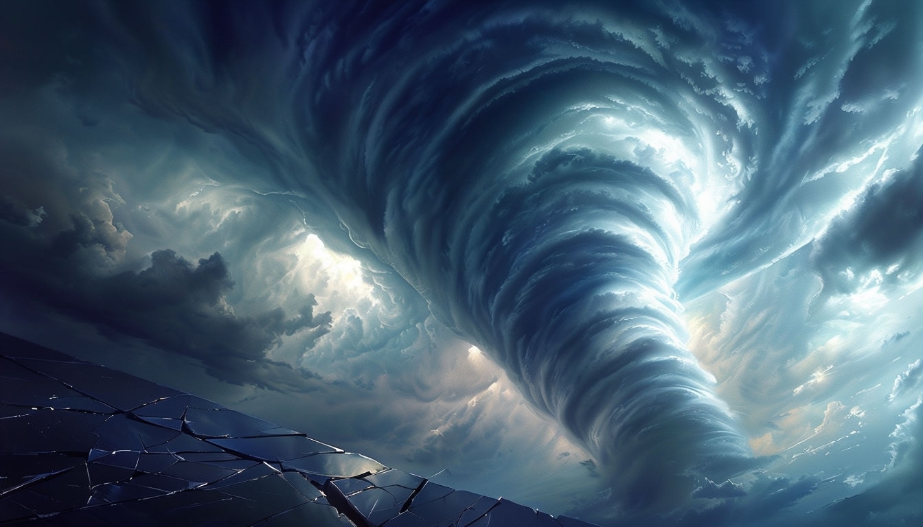 Dramatic Tornado Digital Painting with Ominous Atmosphere Background