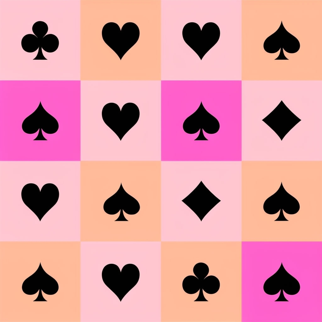 Club Heart Spade Diamond Card Symbols Seamless Pattern Design