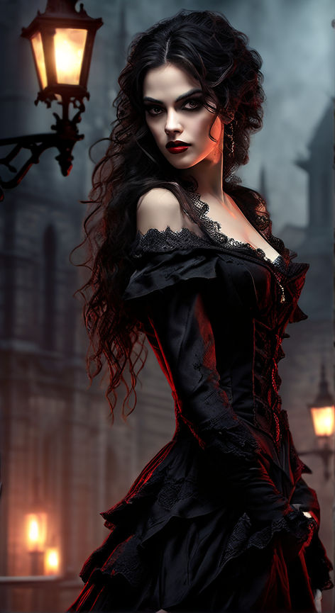 Emma Stone as a Victorian-era vampire - AI Photo Generator - starryai