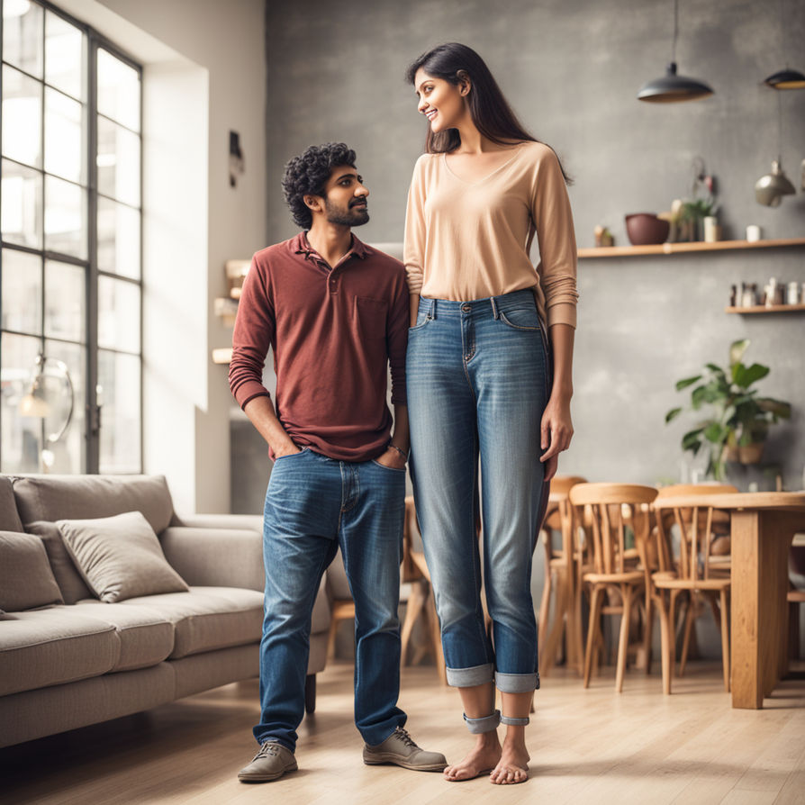 Indiancouple with short man and tall woman by ajit bose - Playground