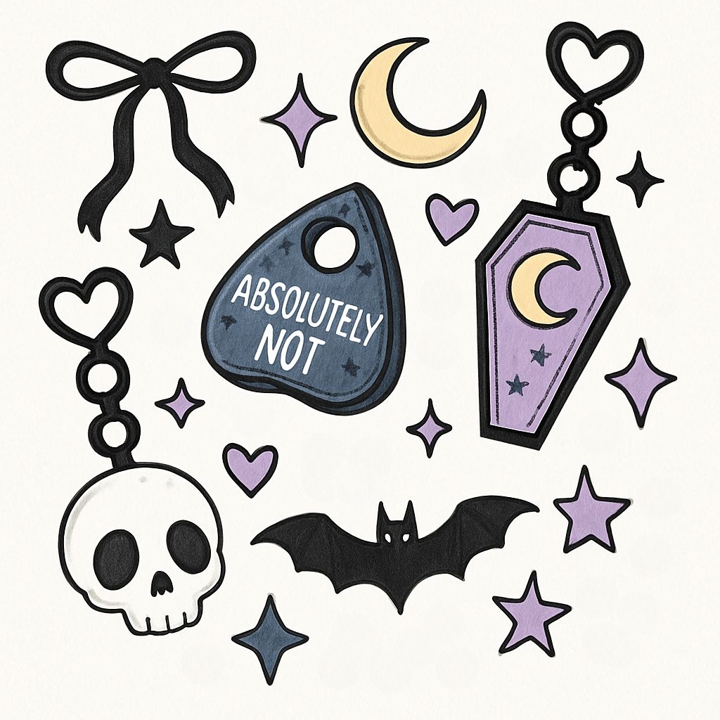 Whimsical Gothic Charms and Symbols Seamless Pattern Design