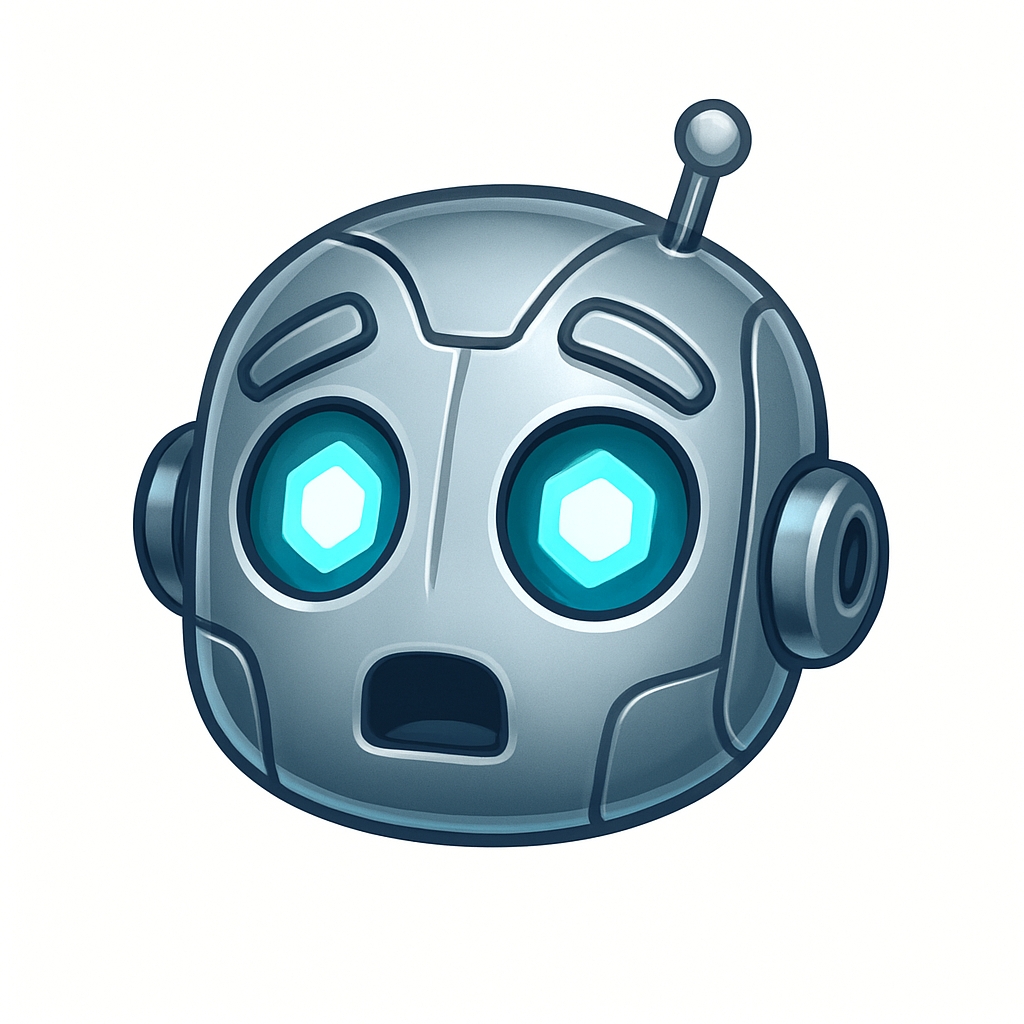 Whimsical Cartoon Robot Head Illustration Sticker