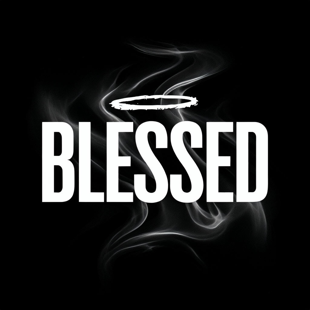 Modern Black and White Blessed Graphic Design Poster