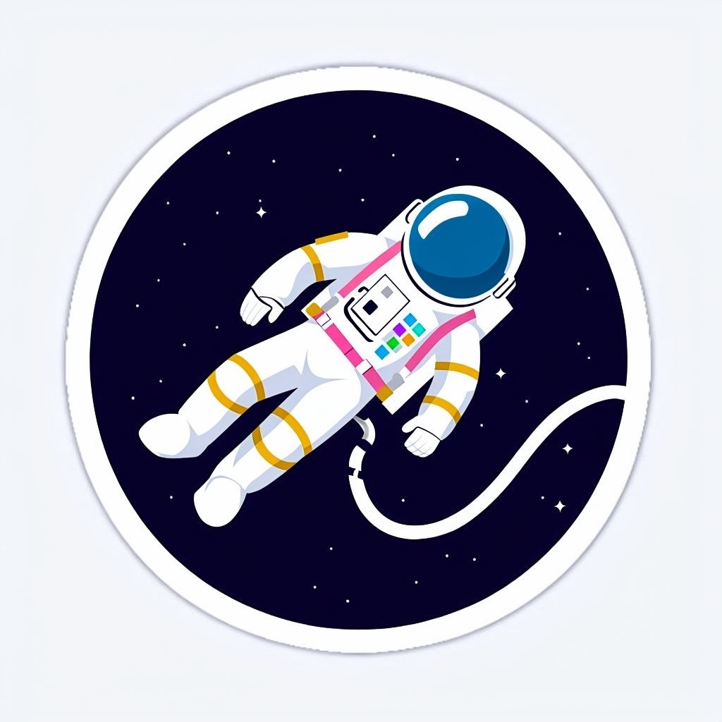 Astronaut Floating in Space with Colorful Suit Sticker