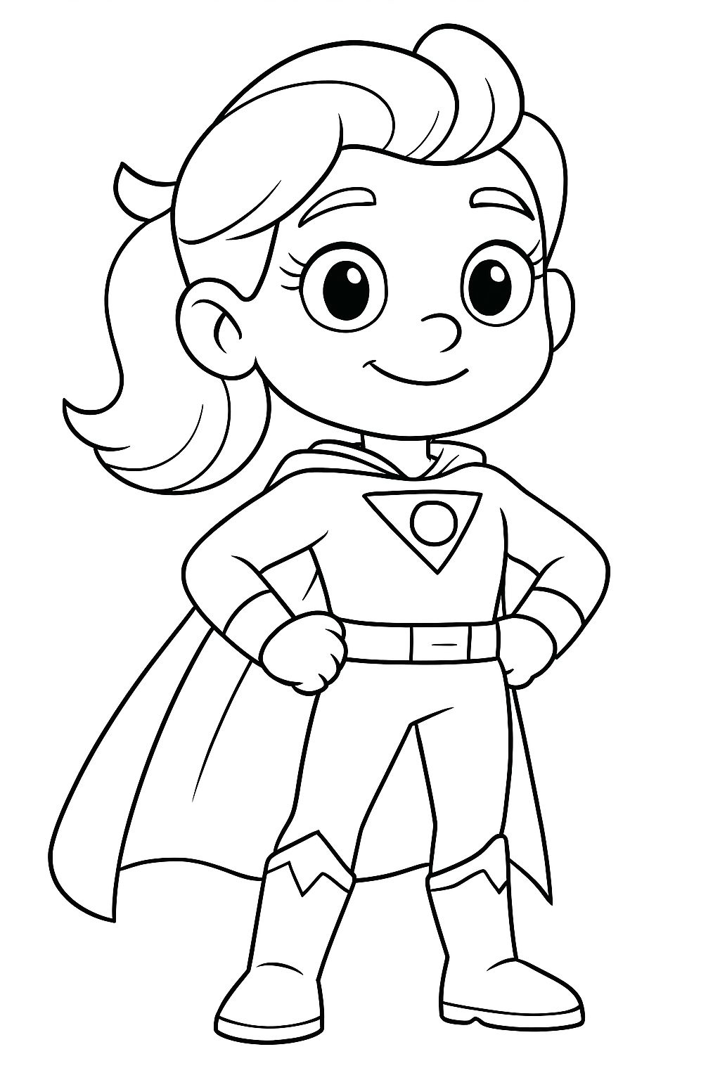 Confident Cartoon Superhero Character Line Drawing Coloring Book Pages