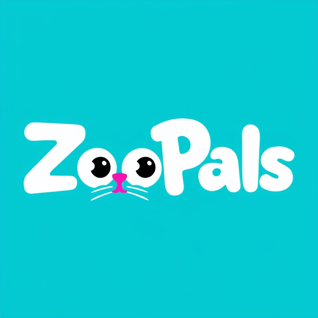 Playful ZooPals Logo with Vibrant Turquoise Background