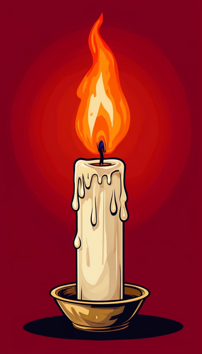 Cartoon Dripping Wax Candle with Flickering Flame Mobile Wallpaper