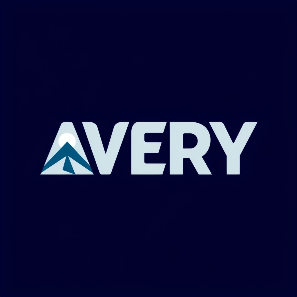 Minimalist AVERY Logo with Mountain Peak Integration Design Logo
