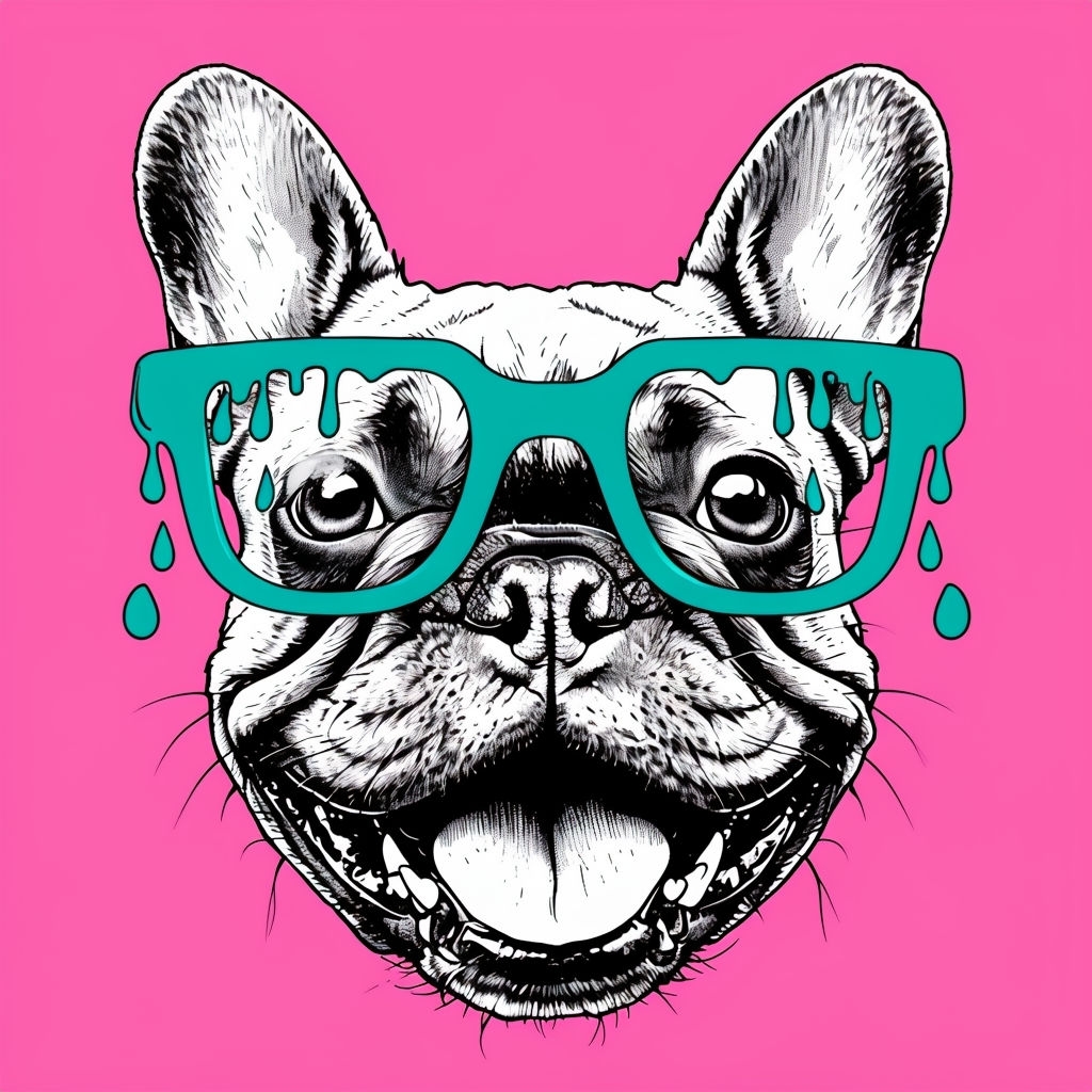 Whimsical French Bulldog with Teal Glasses T-Shirt