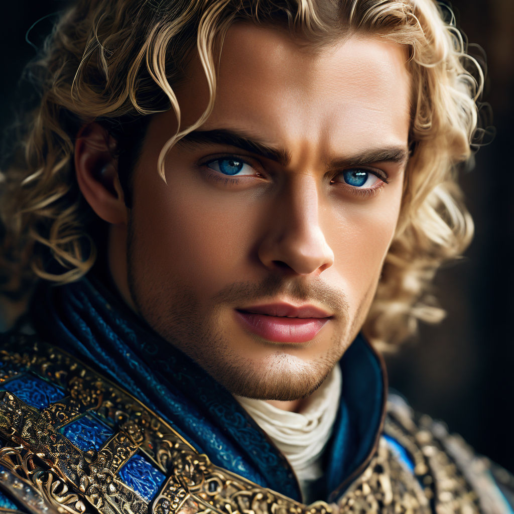 Young henry cavill as a medieval Prince with blonde hair and... by