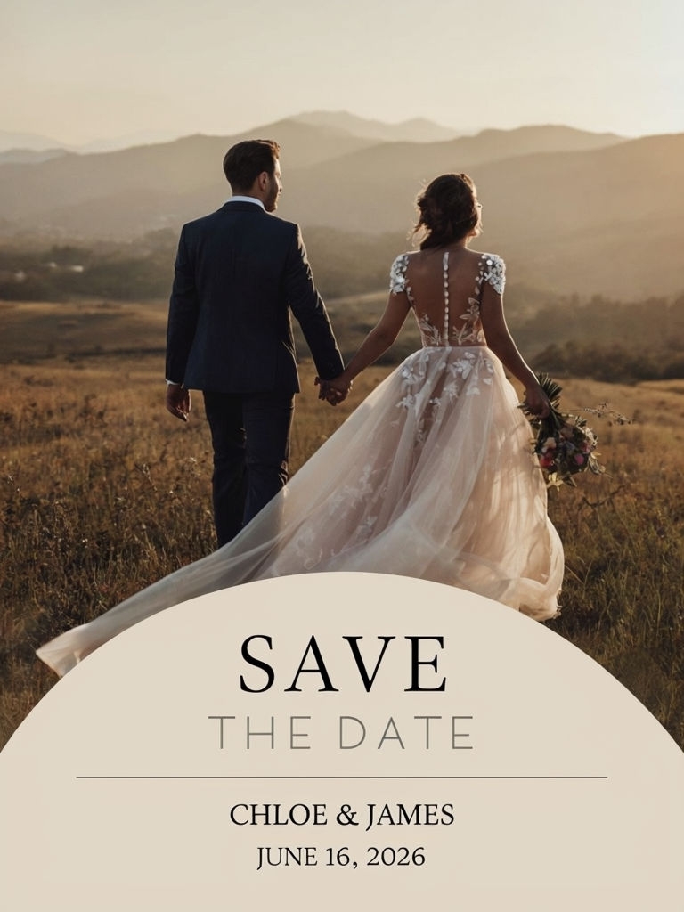 Romantic Sunset Save-the-Date Invitation for Chloe and James Card