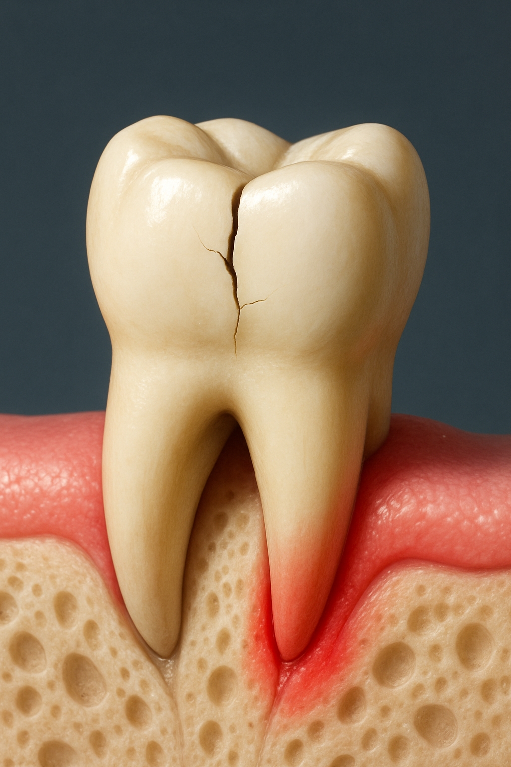 Close-Up Micrograph of Cracked Tooth and Gum Tissue Poster