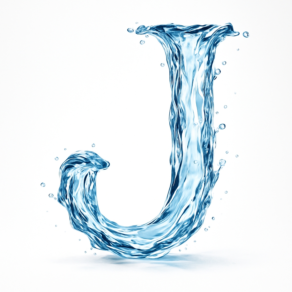 Flowing Water Letter J Digital Illustration Monogram