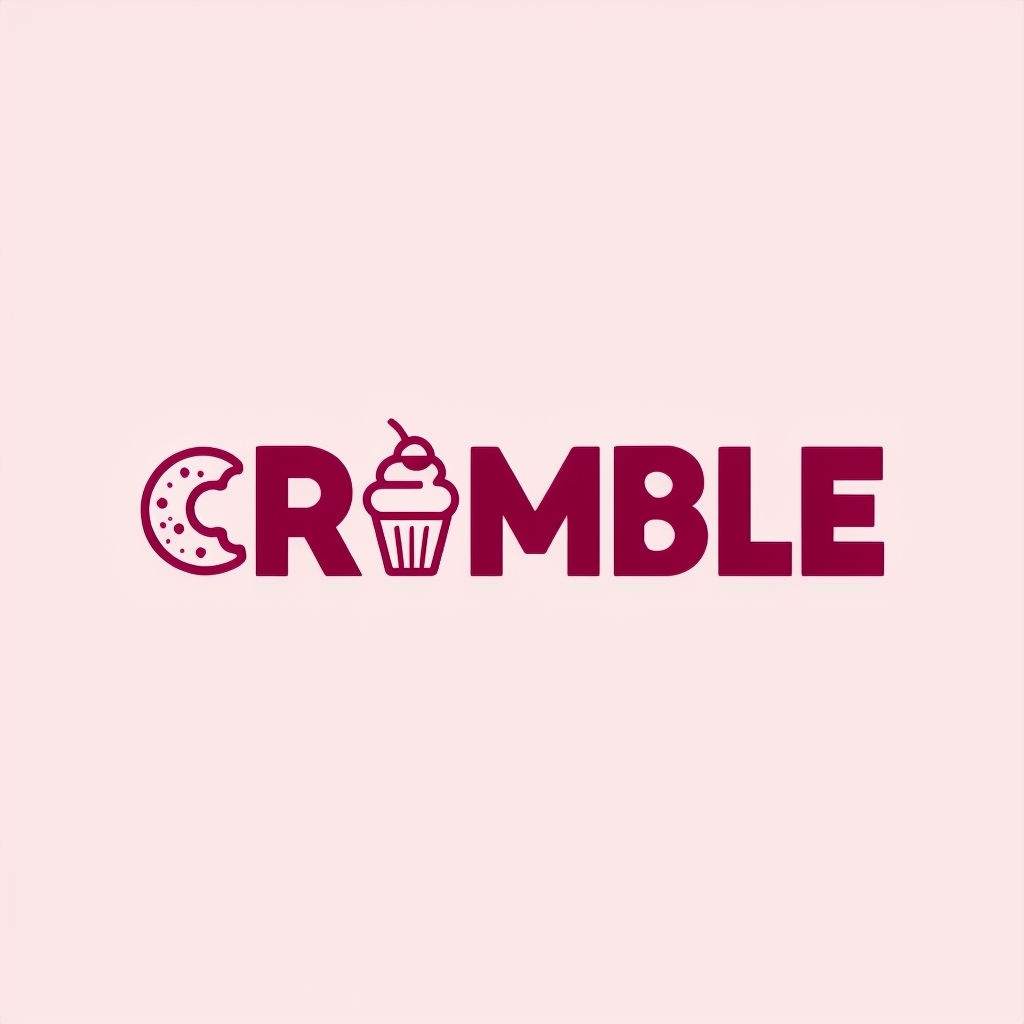 Playful Minimalist Crumble Logo with Dessert Icons Design Logo