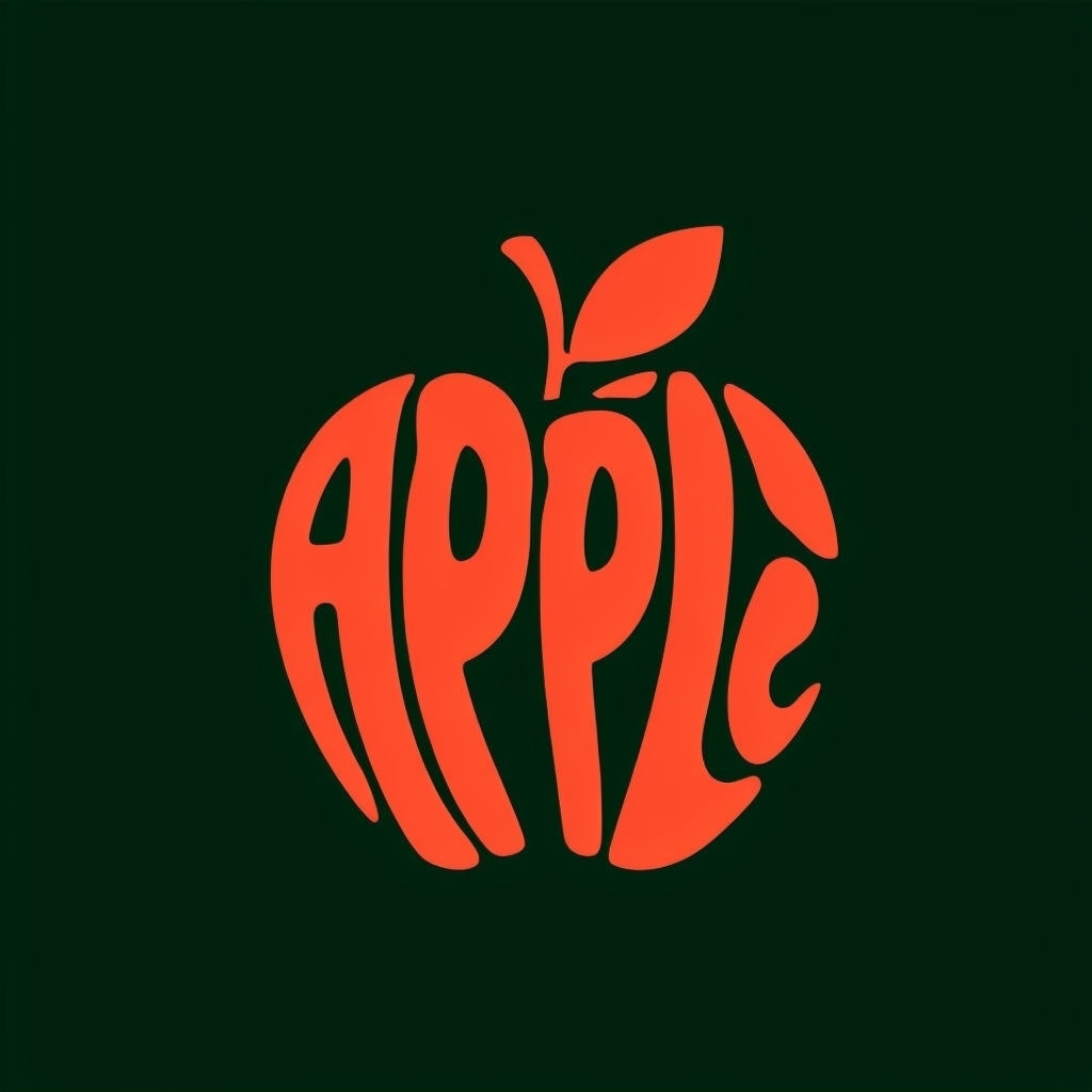 Modern Coral Red Apple Typography Icon Sticker
