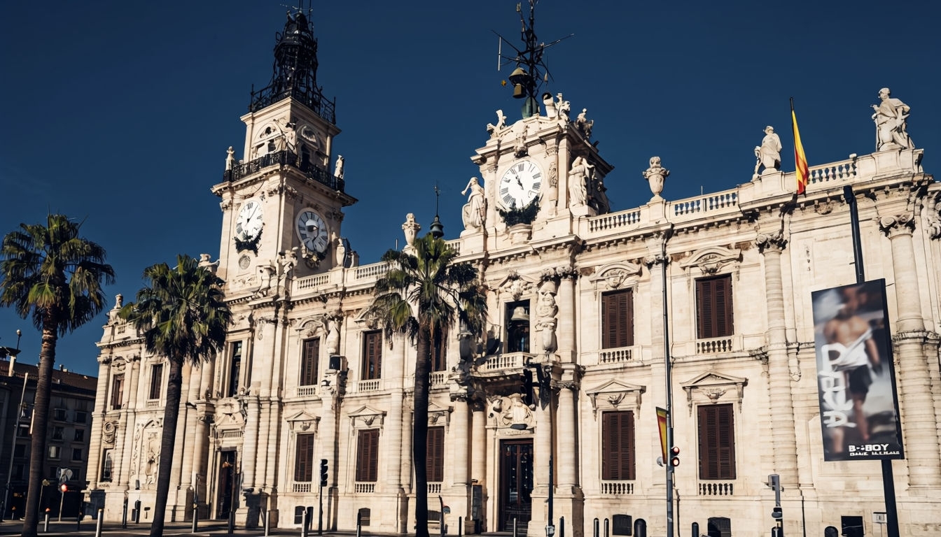 Majestic Baroque Architecture with Clock Tower Virtual Background