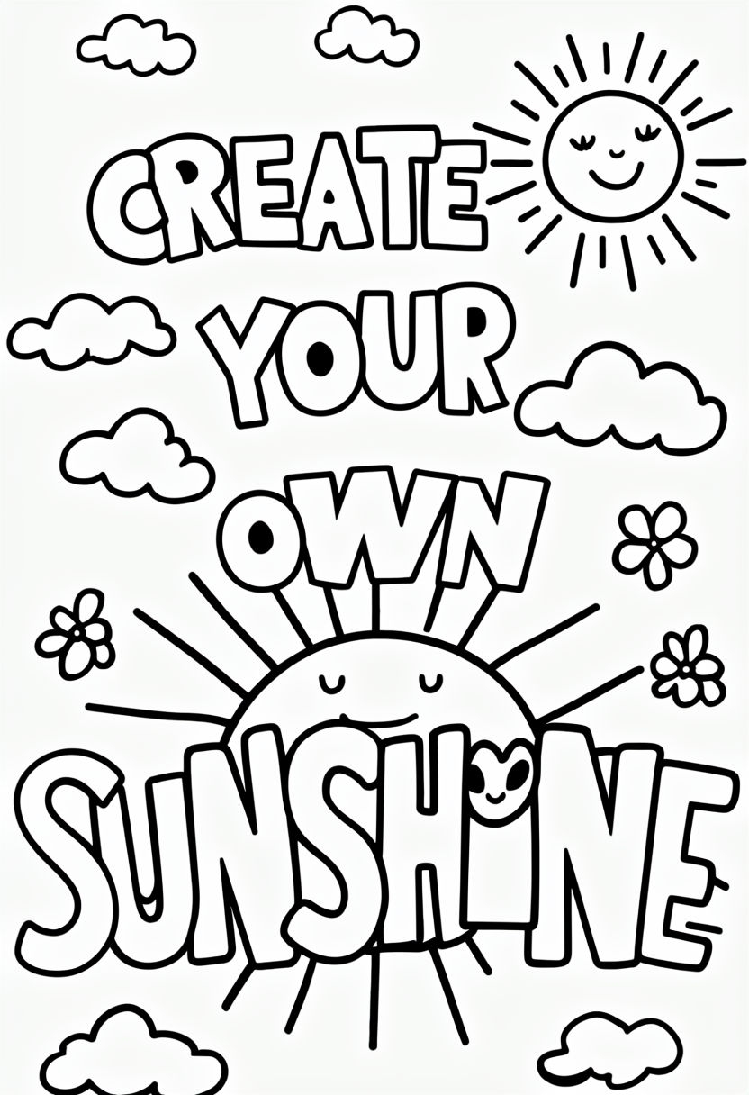 Create Your Own Sunshine Motivational Coloring Page Design