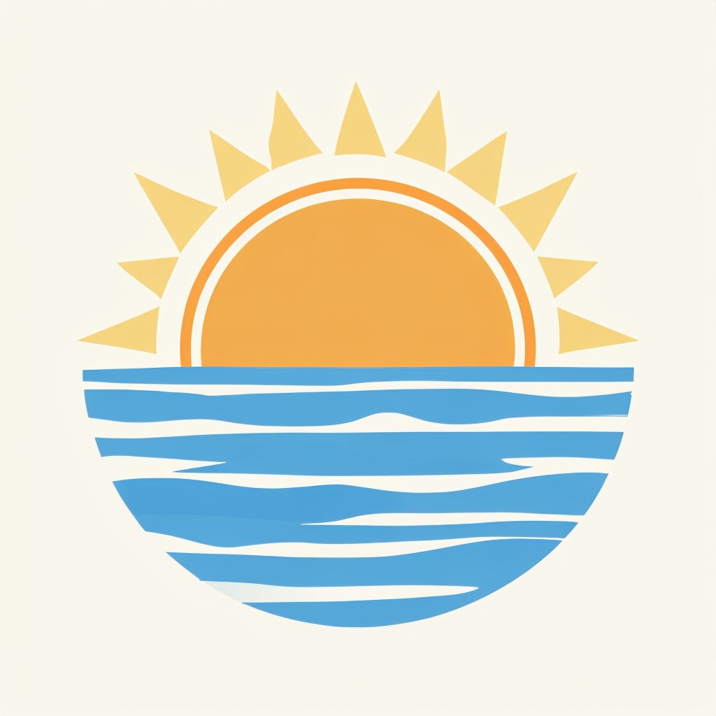 Minimalist Sun and Water Vector Illustration Art