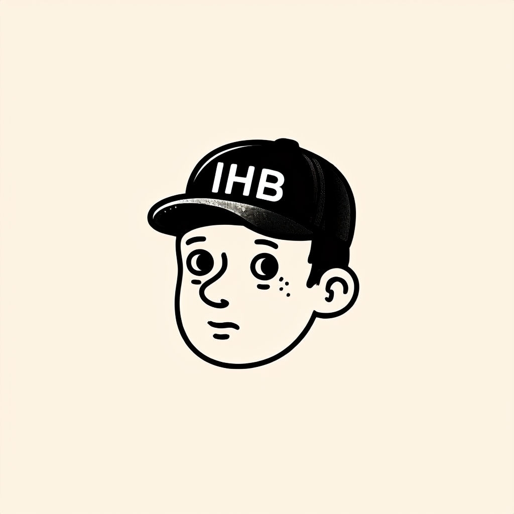 Minimalist Cartoon Character with IHB Cap Illustration Logo