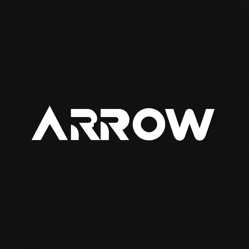 Minimalist Typography ARROW Design on Black Background Logo