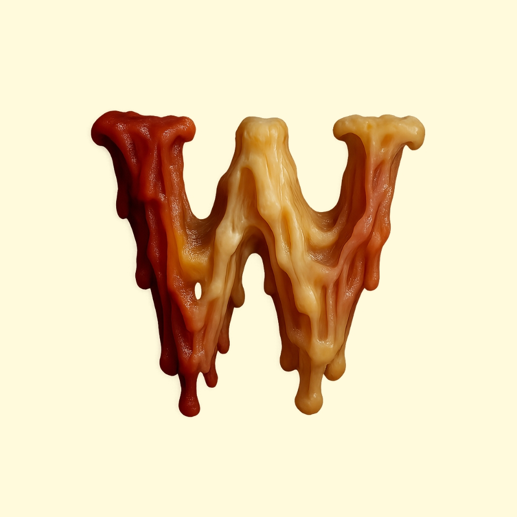 Melting Cheese Inspired Letter W Artwork for Monogram