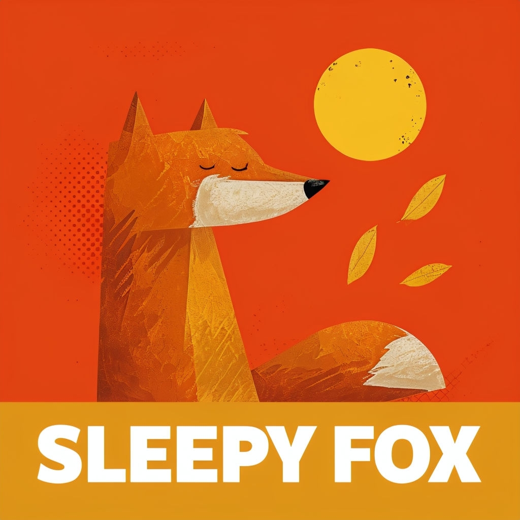 Autumnal Sleepy Fox Minimalist Illustration Poster