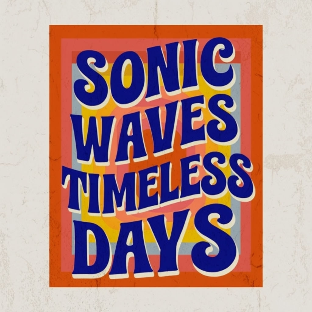 Vintage Sonic Waves Timeless Days Typography T-Shirt